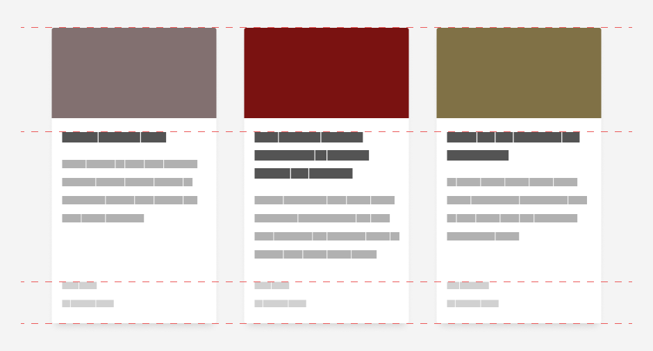 Consistent card height and expandable whitespace.