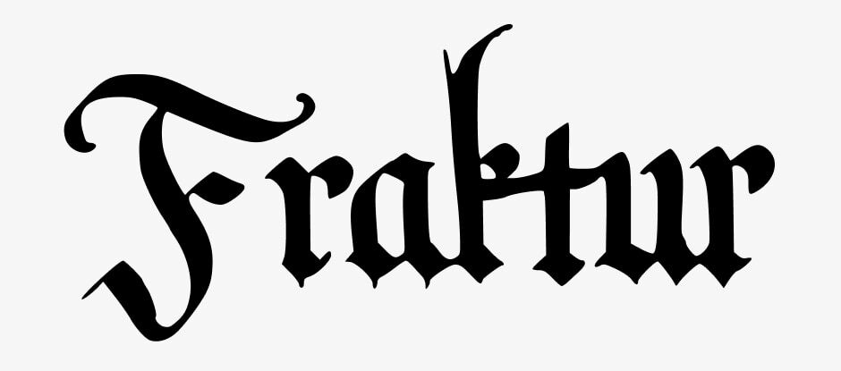 Calligraphic writing of the word Fraktur in the German font of the same name