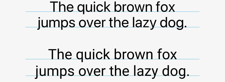 Top: Apple's San Francisco typeface
Bottom: Google’s Roboto typeface